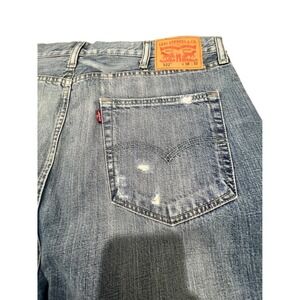 VTG 1990 Levis 522 Slim Taper Jeans Mens 38x32 Light Wash Distressed Ripped Deni
